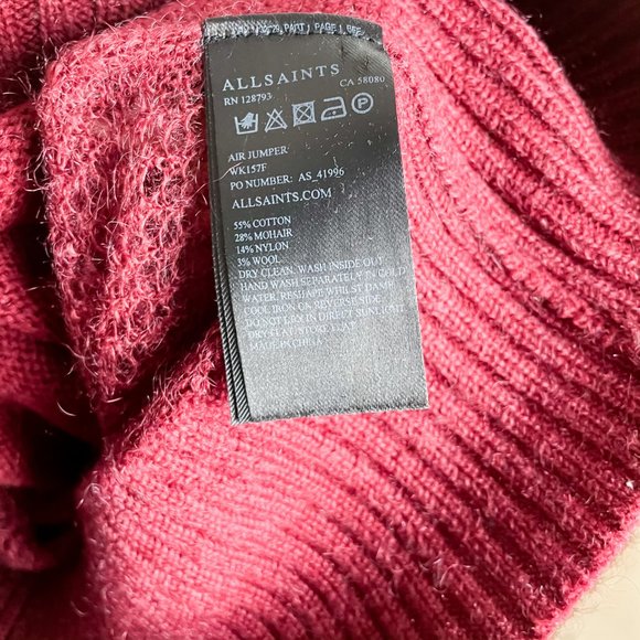 All Saints Air Jumper Sweater Merlot Mesh Back XS - Picture 7 of 7